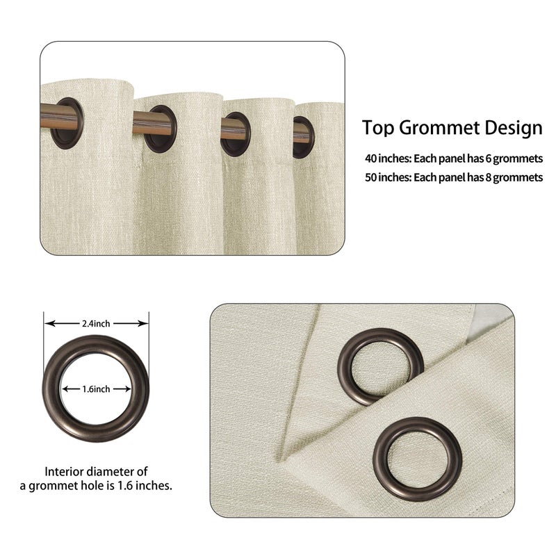 LORDTEX Linen Look Textured Blackout Curtains with Thermal Insulated Liner - Heavy Thick Grommet Window Drapes for Bedroom, 40 x 63 Inches, Ivory, Set of 2 Panels - Image 4